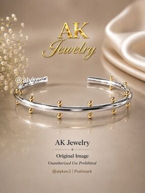 💎LUXURY BRACELET Beaded Cuff Stainless Steel with 14k Gold Plated Balls